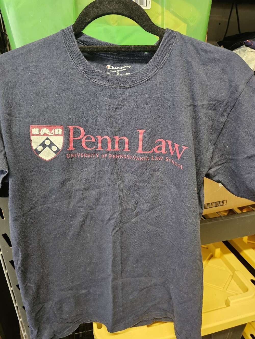 Champion Navy Size Small Penn Law Short Sleeve Tee with Red Logo
